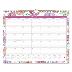 Badge Floral Wall Calendar, Floral Artwork, 15 x 12, White/Multicolor Sheets, 12-Month (Jan to Dec): 2024