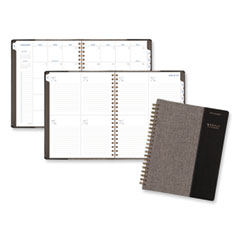 Signature Collection Black/Gray Felt Weekly/Monthly Planner, 11.25 x 9.5, Black/Gray Cover, 13-Month (Jan to Jan): 2024-2025