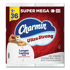 Ultra Strong Bathroom Tissue, Super Mega Rolls, Septic Safe, 2-Ply, White, 363 Sheet Roll, 6 Rolls/Pack, 3 Packs/Carton