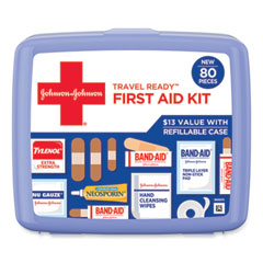 Red Cross Travel Ready Portable Emergency First Aid Kit, 80 Pieces, Plastic Case