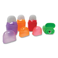 One-Hole Pencil Sharpener/Eraser Combo, 1" x 0.75", Randomly Assorted Colors