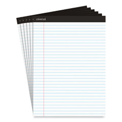 Premium Ruled Writing Pads with Heavy-Duty Back, Wide/Legal Rule, Black Headband, 50 White 8.5 x 11 Sheets, 6/Pack