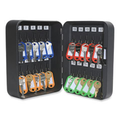 24-Slot Key Box, 6.3 x 2.9 x 7.8, Steel, Black