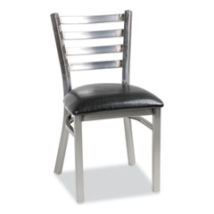 White Horse Series Side Chairs, Supports Up to 300 lb, 18" Seat Height, Black Seat, Industrial Clear-Coat Steel Back/Frame