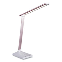 Entice LED Desk Lamp with Wireless Charging, Pink Arm, 11" to 22" High, White, Ships in 1-3 Business Days