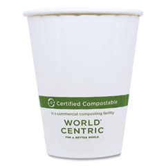 Double Wall Paper Hot Cups, 12 oz, White, 1,000/Carton