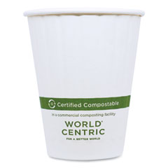 Double Wall Paper Hot Cups, 8 oz, White, 1,000/Carton