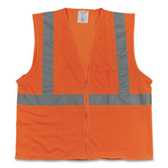 ANSI Class 2 Two-Pocket Zipper Mesh Safety Vest, Polyester Mesh, X-Large, Orange