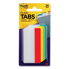 Solid Color Tabs, 1/3-Cut, Assorted Colors, 3" Wide, 24/Pack