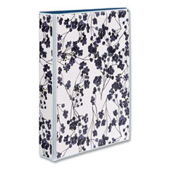 Durable Mini Size Non-View Fashion Binder with Round Rings, 3 Rings, 1" Capacity, 8.5 x 5.5, Floral/Navy