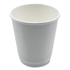 Paper Hot Cups, Double-Walled, 10 oz, White, 25/Pack