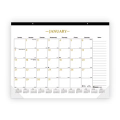 Gold Collection Monthly Desk Pad Calendar, 22 x 17, White Sheets, Black Headband, Clear Corners, 12-Month (Jan to Dec): 2024