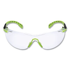 Solus 1000-Series Safety Glasses, Black/Green Plastic Frame, Clear Polycarbonate Lens