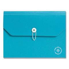 U ECO 13-Pocket Expandable File, 9.75" Expansion, 13 Sections; Button/Elastic Closure, 1/12-Cut Tabs, Letter Size, Ocean