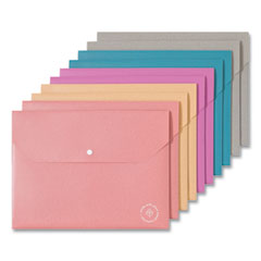 U ECO Document Holder, 0.59" Expansion, 1 Section, Snap Button Closure, Letter Size, Assorted Colors, 10/Pack