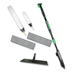 Excella Floor Cleaning Kit, 20" Gray Microfiber Head, 48" to 65" Black/Green Handle