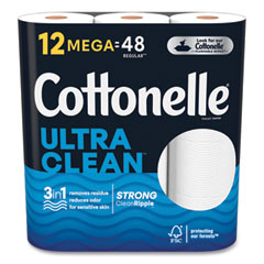 Ultra CleanCare Toilet Paper, Strong Tissue, Mega Rolls, Septic Safe, 1-Ply, White, 284/Roll, 12 Rolls/Pack, 48 Rolls/Carton