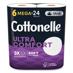 Ultra ComfortCare Toilet Paper, Soft Tissue, Mega Rolls, Septic Safe, 2-Ply, White, 284/Roll, 6 Rolls/Pack, 36 Rolls/Carton