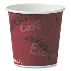 Single-Sided Poly Paper Hot Cups, 4 oz, Bistro Design, 50/Pack, 20 Pack/Carton