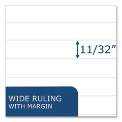 Loose Leaf Paper, 8 x 10.5, 3-Hole Punched, Wide Rule, White, 300 Sheets/Pack, 12 Packs/Carton, Ships in 4-6 Business Days