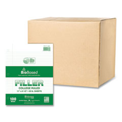 Filler Paper, 3-Hole, 8.5 x 11, College Rule, 100 Sheets/Pack, 24 Packs/Carton, Ships in 4-6 Business Days