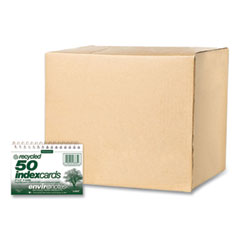 Environotes Wirebound Recycled Index Cards, Narrow Rule, 3 x 5, White, 50 Cards, 24/Carton, Ships in 4-6 Business Days