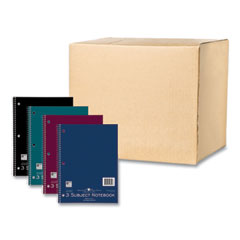 Subject Wirebound Notebook, 3-Subject, Medium/College Rule, Asst Cover, (120) 10.5 x 8 Sheets, 24/CT, Ships in 4-6 Bus Days