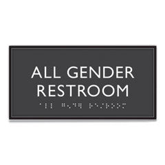 ADA Sign, All Gender Restroom, Plastic, 4 x 4, Clear/White