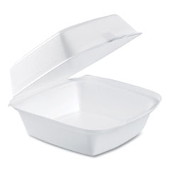 Foam Hinged Lid Containers, 6 x 5.78 x 3, White, 500/Carton