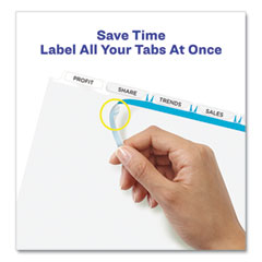 Print and Apply Index Maker Clear Label Dividers, Extra Wide Tab, 5-Tab, White Tabs, 11.25 x 9.25, White, 1 Set