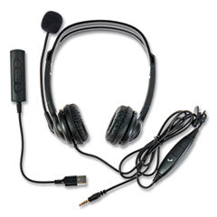 ZuM3500 Binaural Over The Head USB Headset, Black