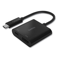 USB-C to HDMI + Charge Adapter, HDMI/USB-C(F)/USB-C(M), 2.53", Black