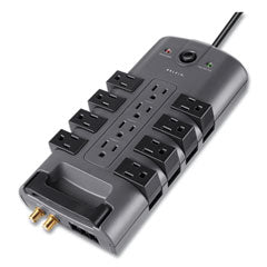 Pivot Plug Surge Protector, 12 AC Outlets, 8 ft Cord, 4,320 J, Gray