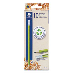 Wopex Extruded Pencil, HB (#2), Black Lead, Green Barrel, 10/Pack