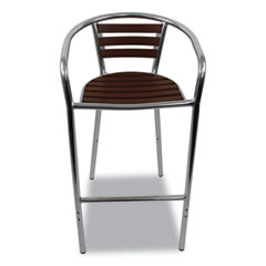 Pinzon Series Barstools, Supports Up to 300 lb, 31" Seat Height, Tan/Silver Seat, Tan/Silver Back, Silver Base