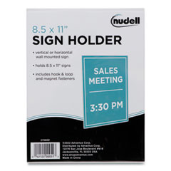 Clear Plastic All-Purpose Mountable Sign Holder, Magnetic/Hook-Loop, Horizontal/Vertical Orientation, 8.5 x 11 Insert