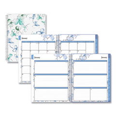 Lindley Weekly/Monthly Planner, Lindley Floral Artwork, 11 x 8.5, White/Blue/Green Cover, 12-Month (Jan to Dec): 2024