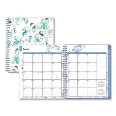 Lindley Monthly Planner, Lindley Floral Artwork, 10 x 8, White/Blue/Green Cover, 12-Month (Jan to Dec): 2024