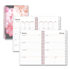 Joselyn Weekly/Monthly Planner, Joselyn Floral Artwork, 8 x 5, Pink/Peach/Black Cover, 12-Month (Jan to Dec): 2024