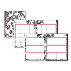 Analeis Create-Your-Own Cover Weekly/Monthly Planner, Floral, 11 x 8.5, White/Black/Coral, 12-Month (July to June): 2023-2024