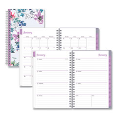 Laila Create-Your-Own Cover Weekly/Monthly Planner, Wildflower Artwork, 8 x 5, Purple/Blue/Pink, 12-Month (Jan-Dec): 2024