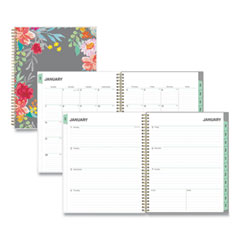 Sophie Frosted Weekly/Monthly Planner, Sophie Floral Artwork, 11 x 8.5, Multicolor Cover, 12-Month (Jan to Dec): 2024