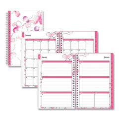 Breast Cancer Awareness Create-Your-Own Cover Weekly/Monthly Planner, Orchid Artwork, Pink/White, 12-Month (Jan to Dec): 2024