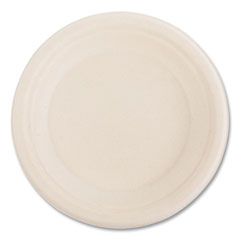 Bagasse PFAS-Free Dinnerware, Plate, 6" dia, Tan, 1,000/Carton