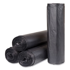 High-Density Commercial Can Liners, 60 gal, 22 mic, 43" x 48", Black, 150/Carton