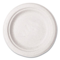 Molded Fiber Tableware, Plate, 6" Diameter, White, 1,000/Carton