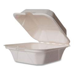 Nourish Molded Fiber Takeout Containers, 6 x 6 x 2, White, Sugarcane, 400/Carton