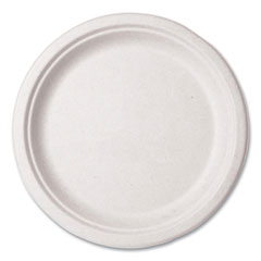 Molded Fiber Tableware, Plate, 10" Diameter, White, 500/Carton