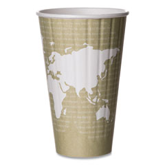 World Art Renewable and Compostable Insulated Hot Cups, PLA, 16 oz, 40/Packs, 15 Packs/Carton