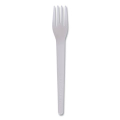 Plantware Compostable Cutlery, Fork, 6", White, 1,000/Carton